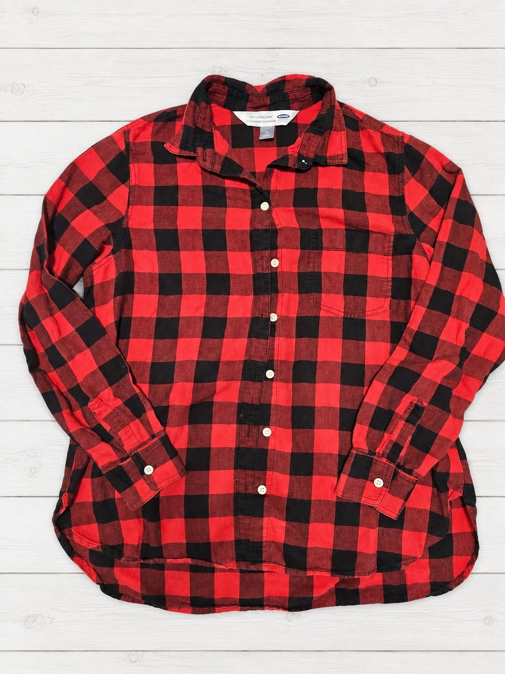Old Navy Red and Black Buffalo Check Button-Down Shirt - Men